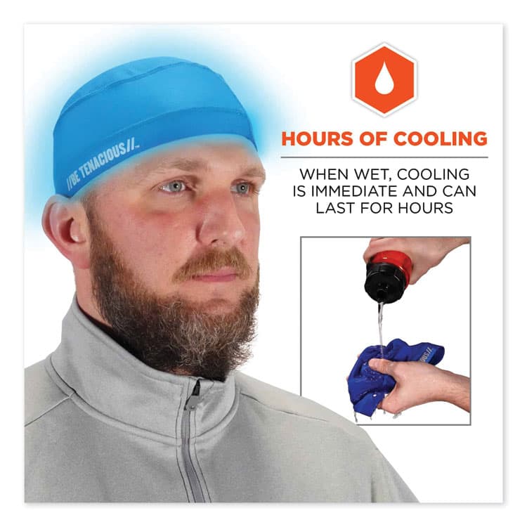 ERGODYNE CORPORATION Chill-Its 6632 Performance Knit Cooling Skull Cap, Polyester/Spandex, One Size Fits Most, Blue (EGO12689) thumbnail 3
