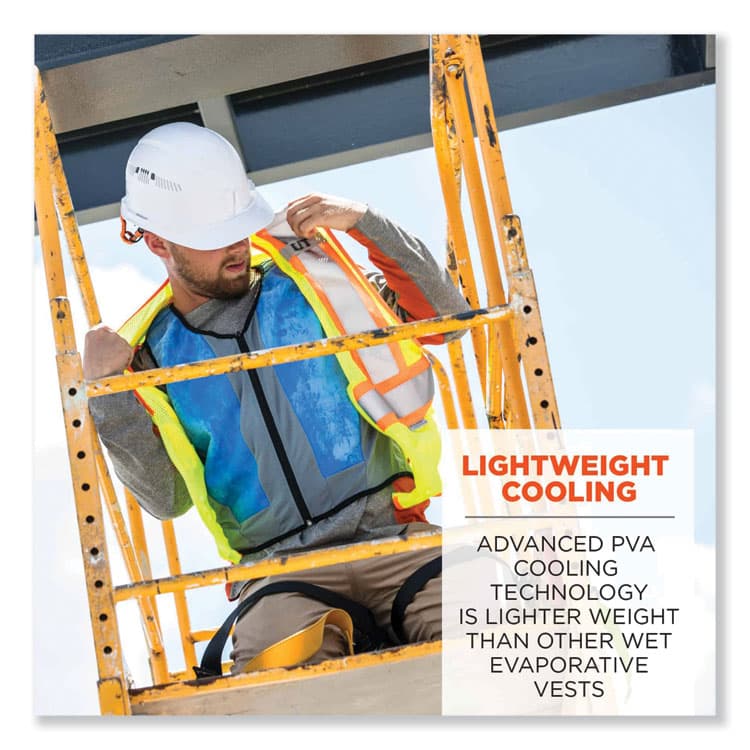 ERGODYNE CORPORATION Chill-Its 6667 Wet Evaporative PVA Cooling Vest with Zipper, PVA, 2X-Large, Blue (EGO12696) thumbnail 3