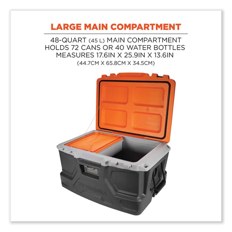 ERGODYNE CORPORATION Chill-Its 5171 48-Quart Industrial Hard Sided Cooler, Orange/Gray, 20/Pallet (EGO13173) thumbnail 3