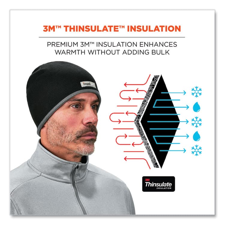 ERGODYNE CORPORATION N-Ferno 6818 Knit Winter Hat Fleece Lined, One Size Fits Most, Black (EGO16818) thumbnail 3