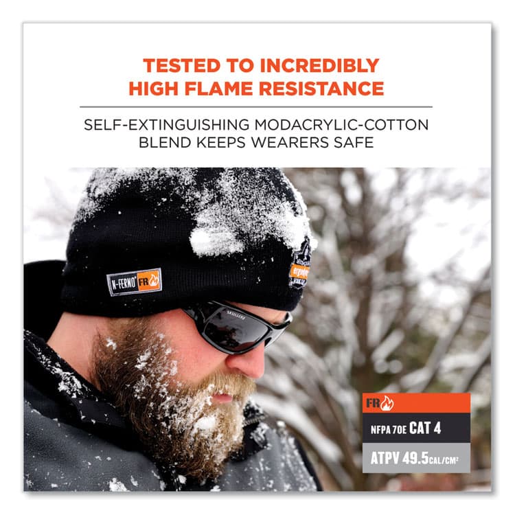 ERGODYNE CORPORATION N-Ferno 6820 FR Cotton Fleece Knit Hat, One Size Fits Most, Black (EGO16820) thumbnail 3