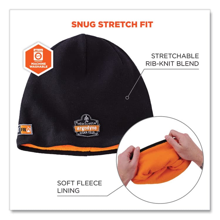 ERGODYNE CORPORATION N-Ferno 6820 FR Cotton Fleece Knit Hat, One Size Fits Most, Black (EGO16820) thumbnail 4