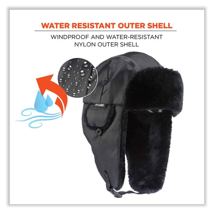 ERGODYNE CORPORATION N-Ferno 6802 Classic Trapper Hat, Small/Medium, Black (EGO16843) thumbnail 3