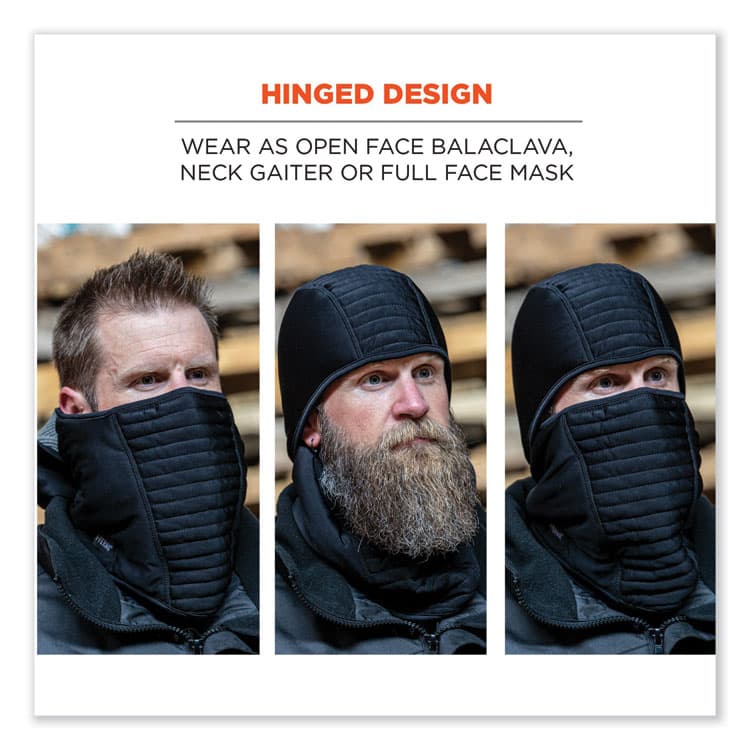 ERGODYNE CORPORATION N-Ferno 6955 Insulated 3-Layer Balaclava Face Mask, Polartec FR Power Grid Fleece/Polyester/Spandex, One Size, Black (EGO16955) thumbnail 3