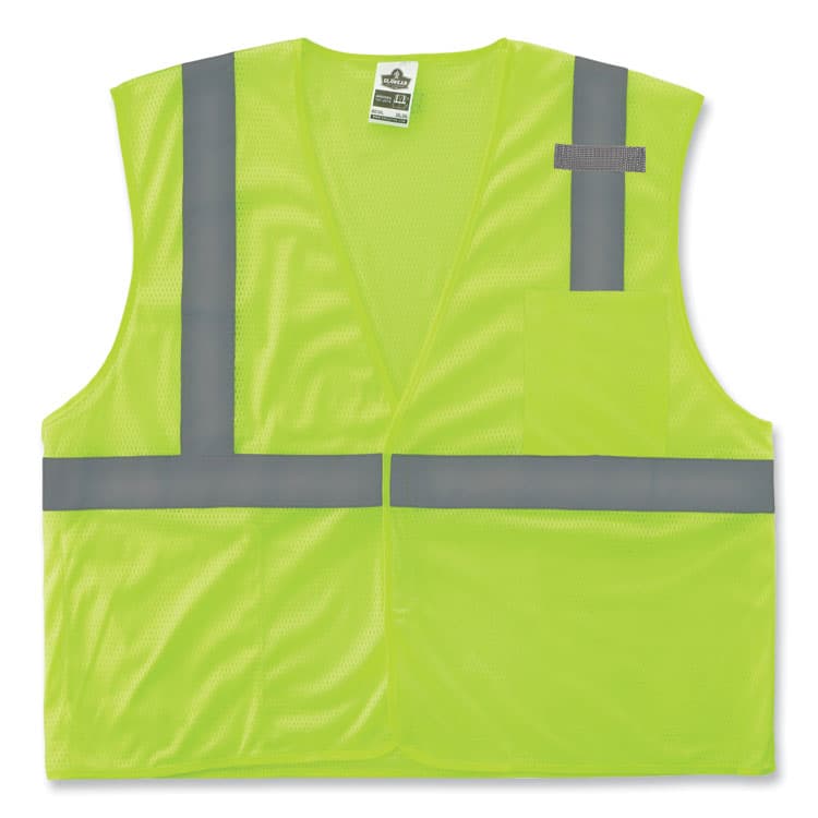 ERGODYNE CORPORATION GloWear 8210HL Class 2 Economy Mesh Hook and Loop Vest, Polyester, X-Small, Lime (EGO21021)