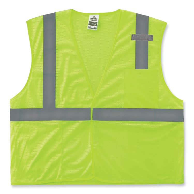 ERGODYNE CORPORATION GloWear 8210HL Class 2 Economy Mesh Hook and Loop Vest, Polyester, Small/Medium, Lime (EGO21023)