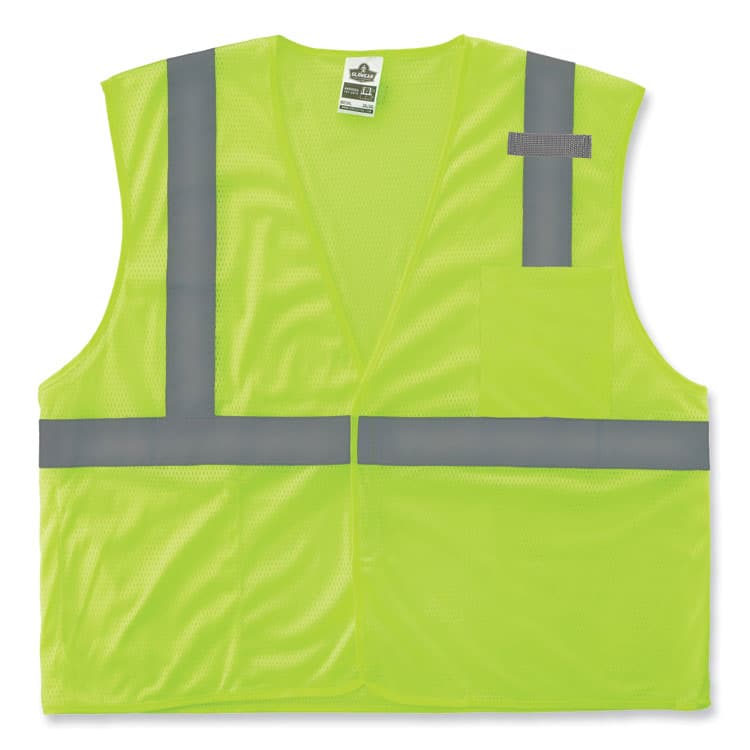 ERGODYNE CORPORATION GloWear 8210HL Class 2 Economy Mesh Hook and Loop Vest, Polyester, 2X-Large/3X-Large, Lime (EGO21027)