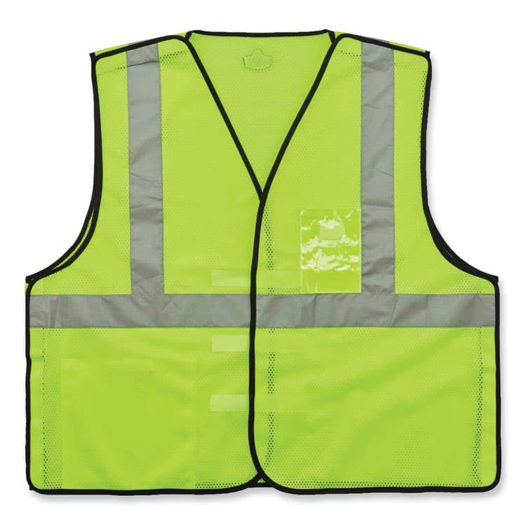 ERGODYNE CORPORATION GloWear 8216BA Class 2 Breakaway Mesh ID Holder Vest, Polyester, Small/Medium, Lime (EGO21093)