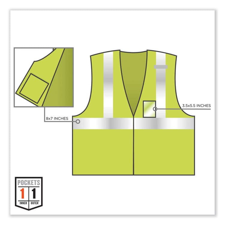 ERGODYNE CORPORATION GloWear 8216BA Class 2 Breakaway Mesh ID Holder Vest, Polyester, 4X-Large/5X-Large, Lime (EGO21099) thumbnail 4