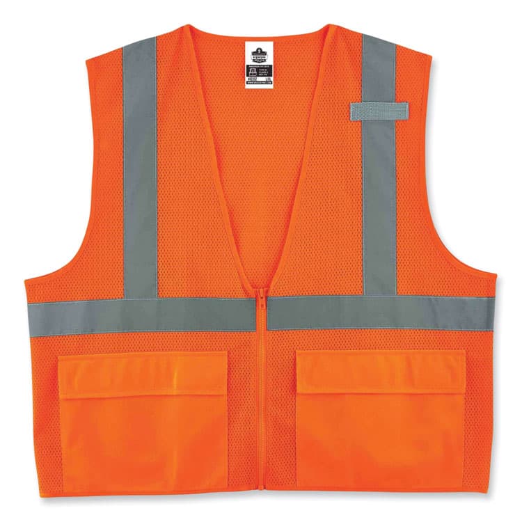 ERGODYNE CORPORATION GloWear 8220Z Class 2 Standard Mesh Zipper Vest, Polyester, Small/Medium, Orange (EGO21113)