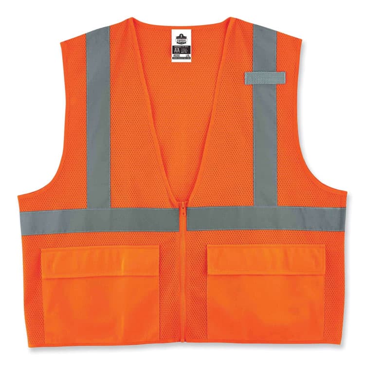 ERGODYNE CORPORATION GloWear 8220Z Class 2 Standard Mesh Zipper Vest, Polyester, Large/X-Large, Orange (EGO21115)
