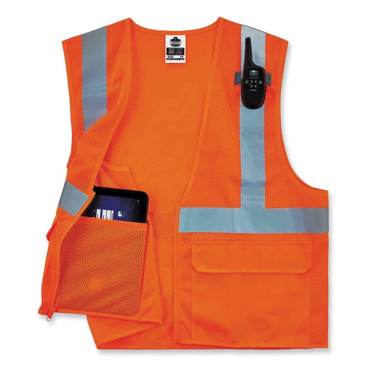 ERGODYNE CORPORATION GloWear 8220Z Class 2 Standard Mesh Zipper Vest, Polyester, Large/X-Large, Orange (EGO21115) thumbnail 3