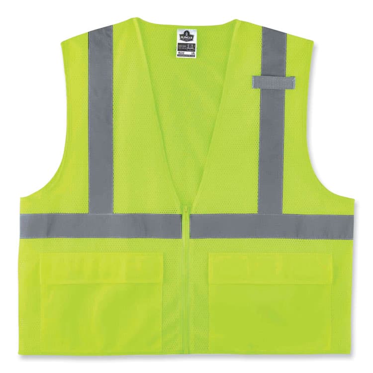 ERGODYNE CORPORATION GloWear 8220Z Class 2 Standard Mesh Zipper Vest, Polyester, 2X-Large/3X-Large, Lime (EGO21127)