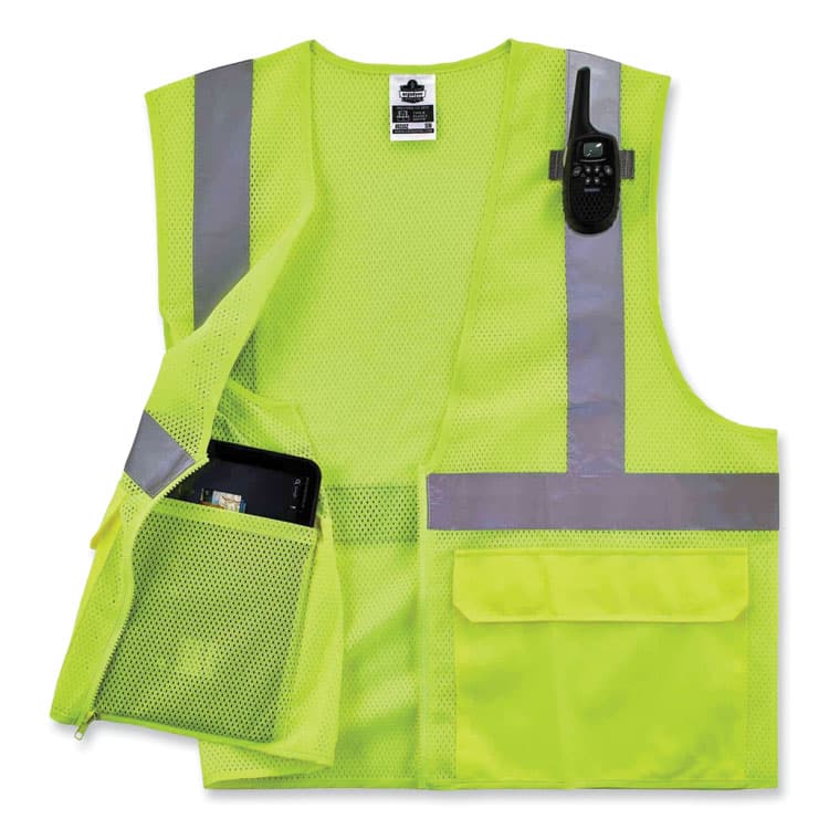 ERGODYNE CORPORATION GloWear 8220Z Class 2 Standard Mesh Zipper Vest, Polyester, 2X-Large/3X-Large, Lime (EGO21127) thumbnail 3