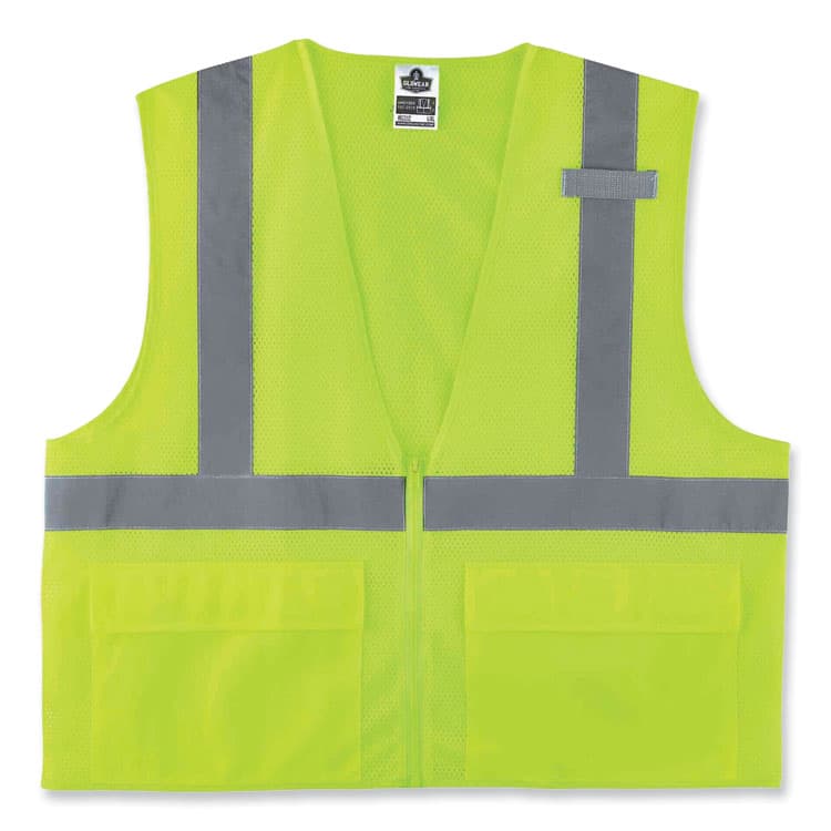 ERGODYNE CORPORATION GloWear 8220Z Class 2 Standard Mesh Zipper Vest, Polyester, 4X-Large/5X-Large, Lime (EGO21129)