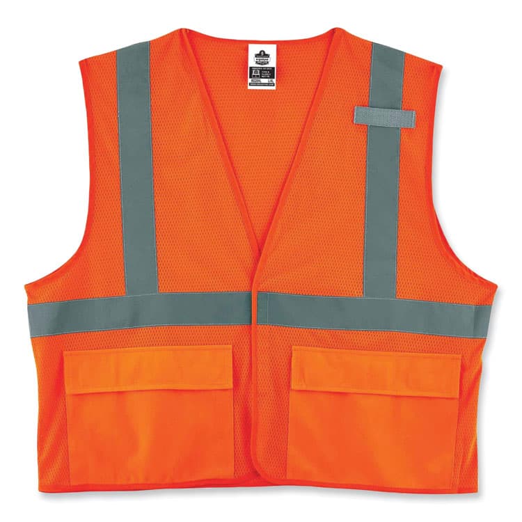 ERGODYNE CORPORATION GloWear 8220HL Class 2 Standard Mesh Hook and Loop Vest, Polyester, 4X-Large/5X-Large, Orange (EGO21139)