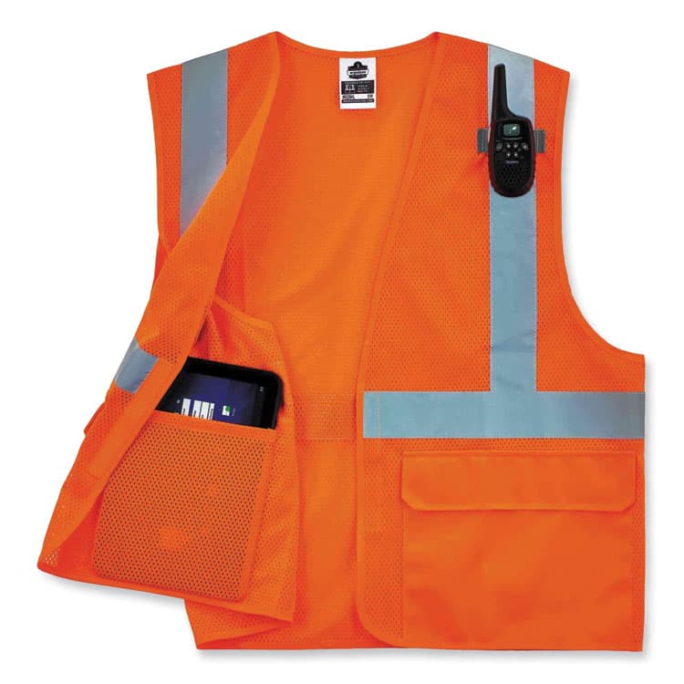 ERGODYNE CORPORATION GloWear 8220HL Class 2 Standard Mesh Hook and Loop Vest, Polyester, 4X-Large/5X-Large, Orange (EGO21139) thumbnail 3