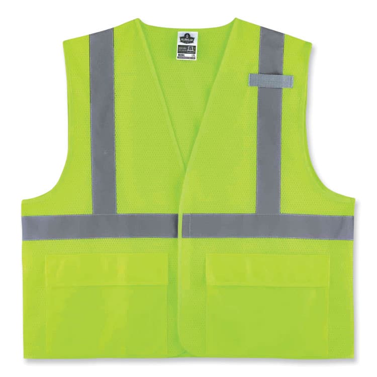 ERGODYNE CORPORATION GloWear 8220HL Class 2 Standard Mesh Hook and Loop Vest, Polyester, 4X-Large/5X-Large, Lime (EGO21149)