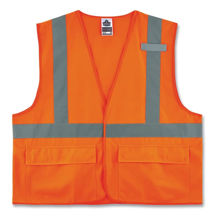 ERGODYNE CORPORATION GloWear 8225HL Class 2 Standard Solid Hook and Loop Vest, Polyester, Orange, Small/Medium (EGO21173)