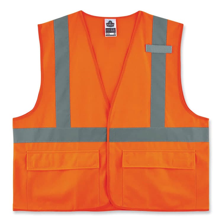 ERGODYNE CORPORATION GloWear 8225HL Class 2 Standard Solid Hook and Loop Vest, Polyester, Orange, Large/X-Large (EGO21175)