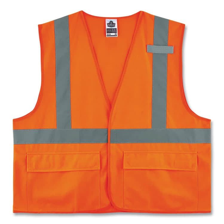 ERGODYNE CORPORATION GloWear 8225HL Class 2 Standard Solid Hook and Loop Vest, Polyester, Orange, 2X-Large/3X-Large (EGO21177)