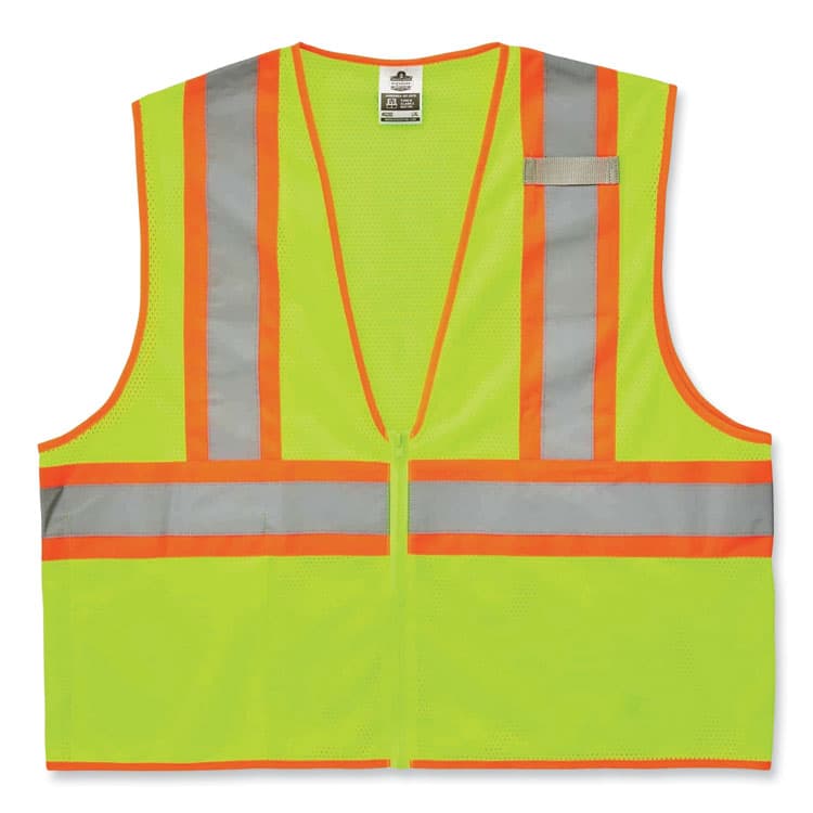 ERGODYNE CORPORATION GloWear 8229Z Class 2 Economy Two-Tone Zipper Vest, Polyester, X-Small, Lime (EGO21291)