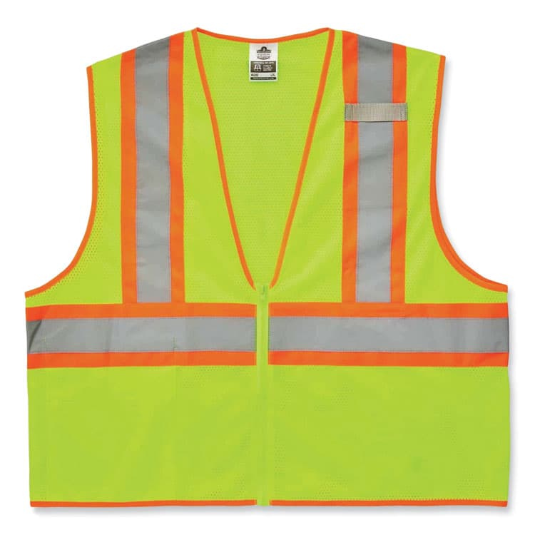 ERGODYNE CORPORATION GloWear 8229Z Class 2 Economy Two-Tone Zipper Vest, Polyester, Small/Medium, Lime (EGO21293)