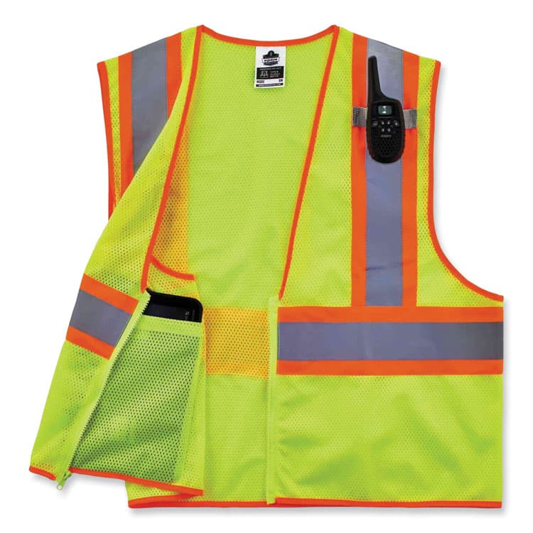 ERGODYNE CORPORATION GloWear 8229Z Class 2 Economy Two-Tone Zipper Vest, Polyester, Small/Medium, Lime (EGO21293) thumbnail 3