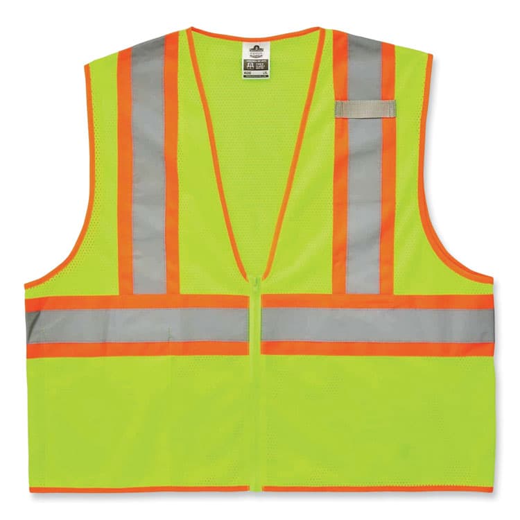 ERGODYNE CORPORATION GloWear 8229Z Class 2 Economy Two-Tone Zipper Vest, Polyester, Large/X-Large, Lime (EGO21295)