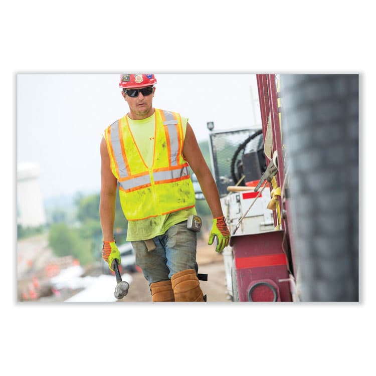 ERGODYNE CORPORATION GloWear 8229Z Class 2 Economy Two-Tone Zipper Vest, Polyester, Large/X-Large, Lime (EGO21295) thumbnail 4