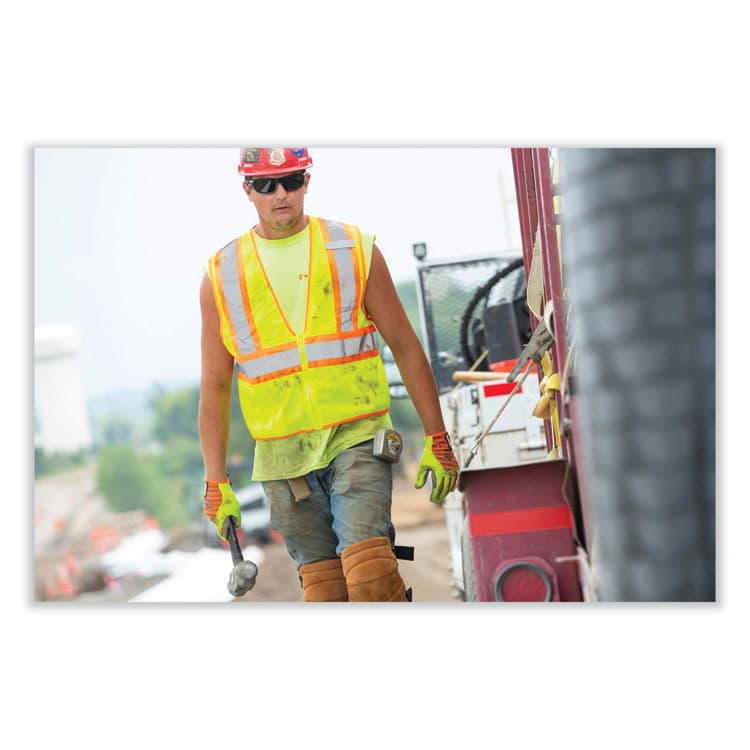 ERGODYNE CORPORATION GloWear 8229Z Class 2 Economy Two-Tone Zipper Vest, Polyester, 2X-Large/3X-Large, Lime (EGO21297) thumbnail 4