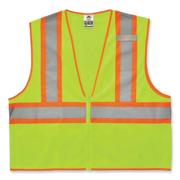 ERGODYNE CORPORATION GloWear 8229Z Class 2 Economy Two-Tone Zipper Vest, Polyester, 4X-Large/5X-Large, Lime (EGO21299)