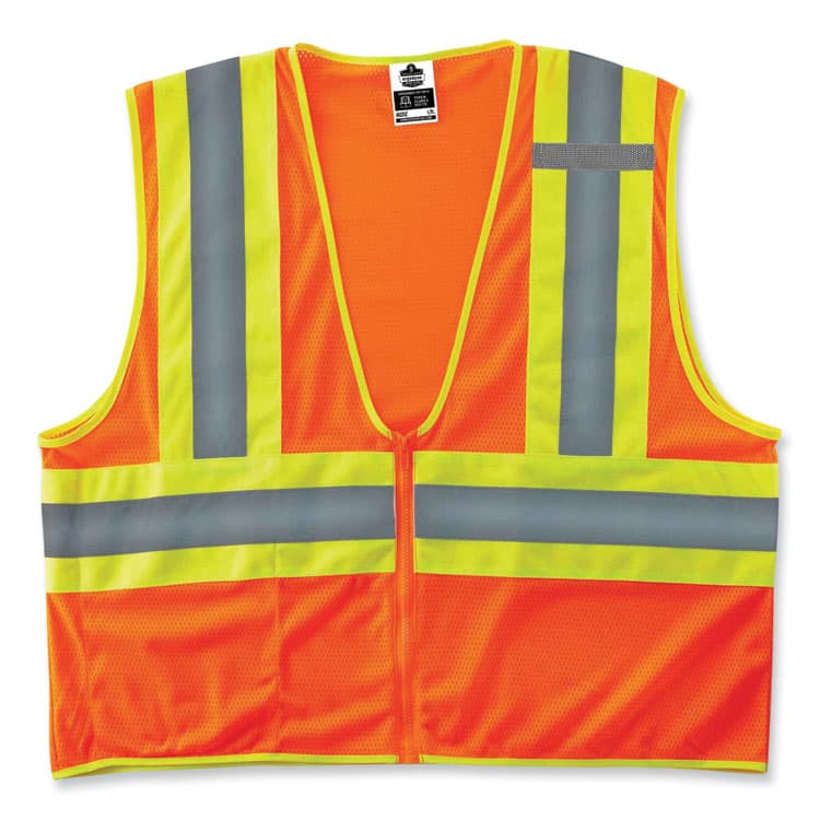 ERGODYNE CORPORATION GloWear 8229Z Class 2 Economy Two-Tone Zipper Vest, Polyester, X-Small, Orange (EGO21301)