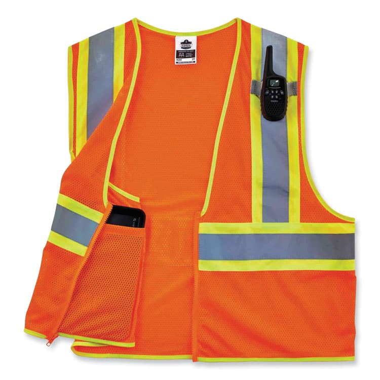 ERGODYNE CORPORATION GloWear 8229Z Class 2 Economy Two-Tone Zipper Vest, Polyester, X-Small, Orange (EGO21301) thumbnail 3