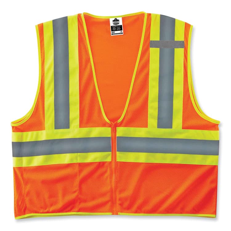 ERGODYNE CORPORATION GloWear 8229Z Class 2 Economy Two-Tone Zipper Vest, Polyester, Large/X-Large, Orange (EGO21305)