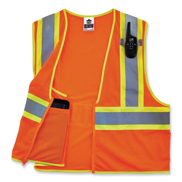 ERGODYNE CORPORATION GloWear 8229Z Class 2 Economy Two-Tone Zipper Vest, Polyester, 2X-Large/3X-Large, Orange (EGO21307) thumbnail 3