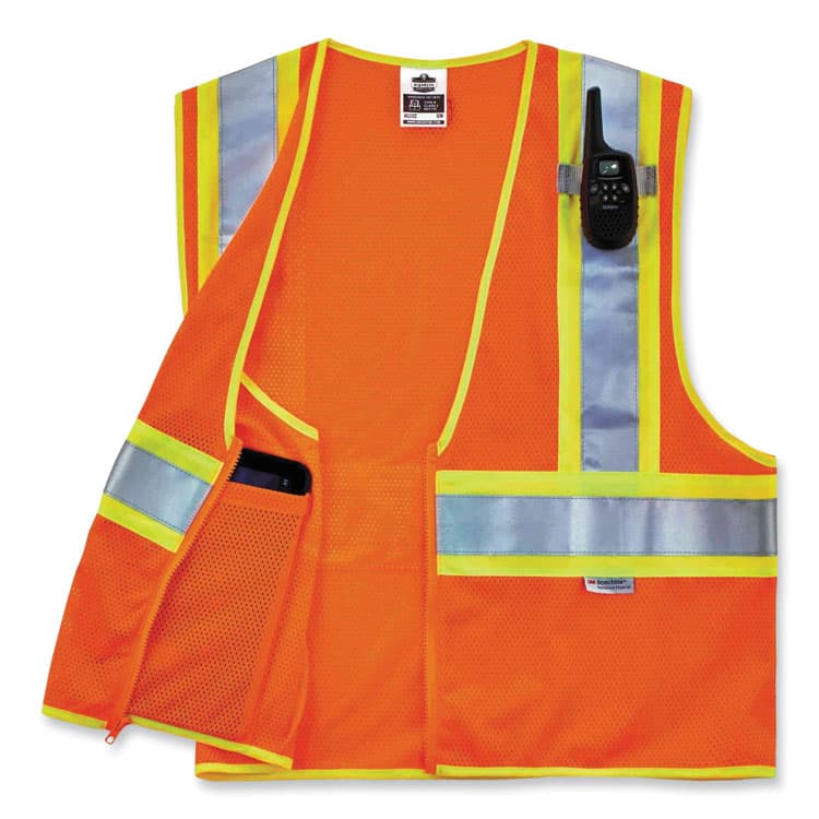 ERGODYNE CORPORATION GloWear 8230Z Class 2 Two-Tone Mesh Zipper Vest, Polyester, Small/Medium, Orange (EGO21313) thumbnail 3