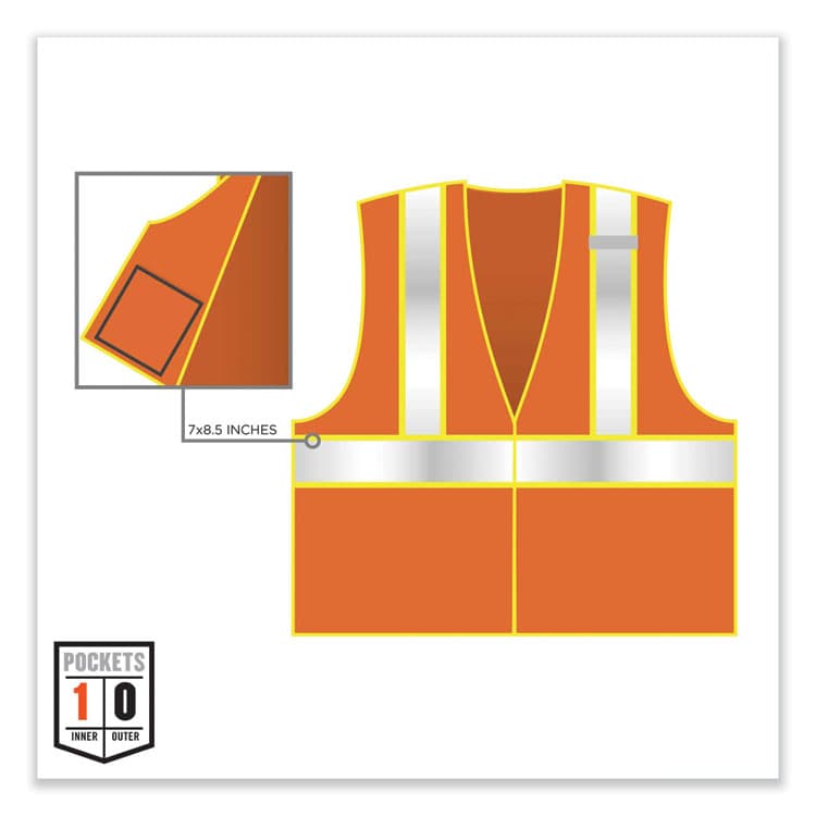 ERGODYNE CORPORATION GloWear 8230Z Class 2 Two-Tone Mesh Zipper Vest, Polyester, 4X-Large/5X-Large, Orange (EGO21319) thumbnail 4
