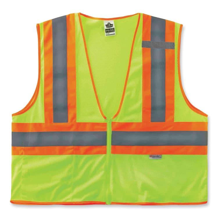 ERGODYNE CORPORATION GloWear 8230Z Class 2 Two-Tone Mesh Zipper Vest, Polyester, Small/Medium, Lime (EGO21323)