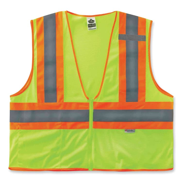 ERGODYNE CORPORATION GloWear 8230Z Class 2 Two-Tone Mesh Zipper Vest, Polyester, 2X-Large/3X-Large, Lime (EGO21327)