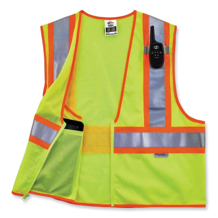 ERGODYNE CORPORATION GloWear 8230Z Class 2 Two-Tone Mesh Zipper Vest, Polyester, 2X-Large/3X-Large, Lime (EGO21327) thumbnail 3