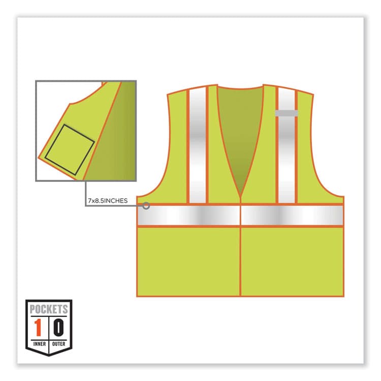 ERGODYNE CORPORATION GloWear 8230Z Class 2 Two-Tone Mesh Zipper Vest, Polyester, 2X-Large/3X-Large, Lime (EGO21327) thumbnail 4