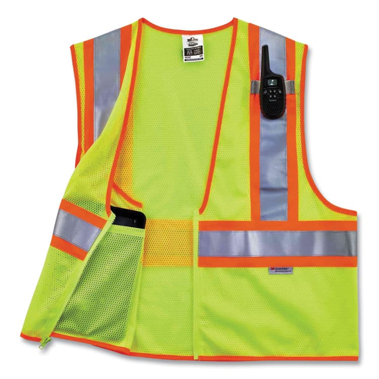 ERGODYNE CORPORATION GloWear 8230Z Class 2 Two-Tone Mesh Zipper Vest, Polyester, 4X-Large/5X-Large, Lime (EGO21329) thumbnail 3