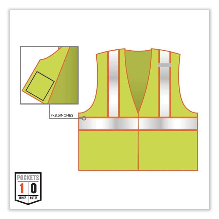 ERGODYNE CORPORATION GloWear 8230Z Class 2 Two-Tone Mesh Zipper Vest, Polyester, 4X-Large/5X-Large, Lime (EGO21329) thumbnail 4