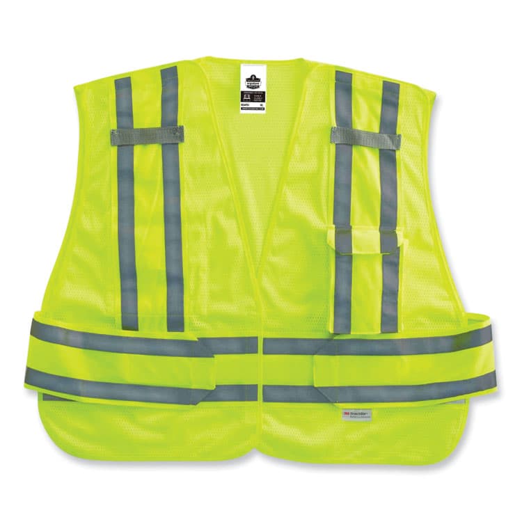 ERGODYNE CORPORATION GloWear 8244PSV Class 2 Expandable Public Safety Hook and Loop Vest, Polyester, Medium/Large, Lime (EGO21364)
