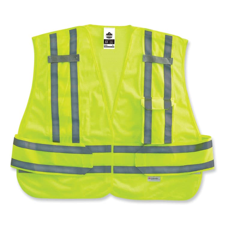 ERGODYNE CORPORATION GloWear 8244PSV Class 2 Expandable Public Safety Hook and Loop Vest, Polyester, X-Large/2X-Large, Lime (EGO21366)