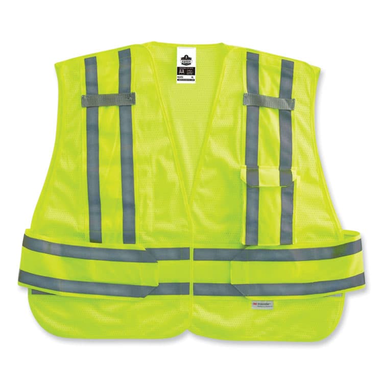 ERGODYNE CORPORATION GloWear 8244PSV Class 2 Expandable Public Safety Hook and Loop Vest, Polyester, 3X-Large Plus, Lime (EGO21367)
