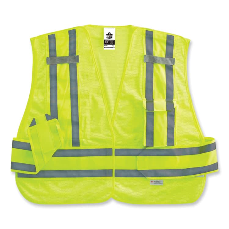 ERGODYNE CORPORATION GloWear 8244PSV Class 2 Expandable Public Safety Hook and Loop Vest, Polyester, 3X-Large Plus, Lime (EGO21367) thumbnail 3