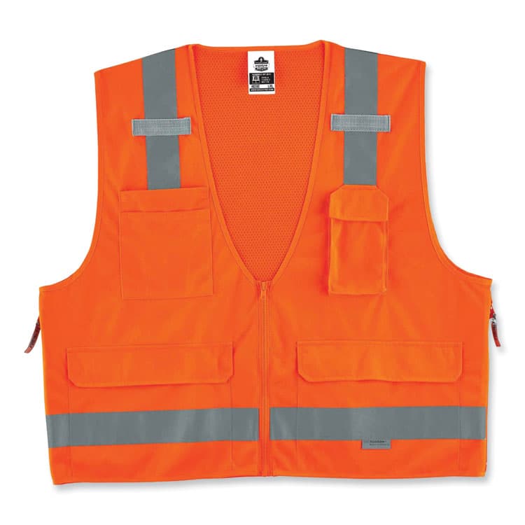 ERGODYNE CORPORATION GloWear 8250Z Class 2 Surveyors Zipper Vest, Polyester, 2X-Large/3X-Large, Orange (EGO21417)