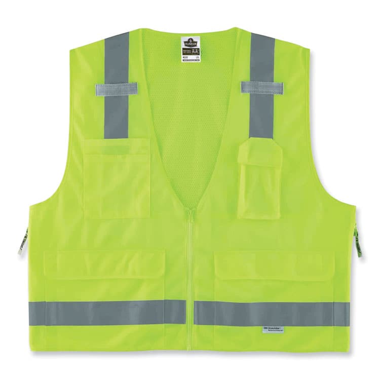 ERGODYNE CORPORATION GloWear 8250Z Class 2 Surveyors Zipper Vest, Polyester, Small/Medium, Lime (EGO21423)